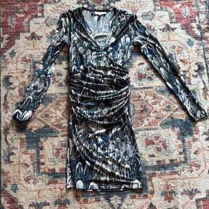 Jennifer Lopez Black and White Long Sleeve Dress